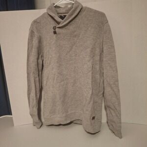 Cortefiel Men Long Sleeve Shawl Collar Button Pullover Sweater Light Gray Size L